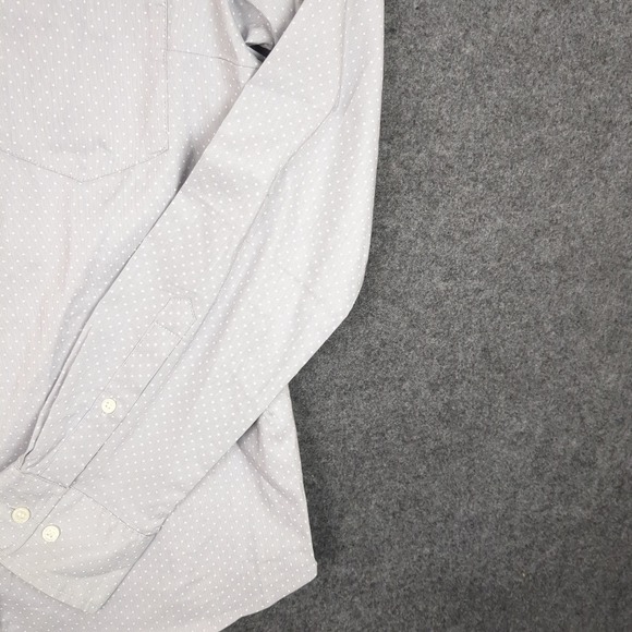 H&M Womens Shirt Size 14 Blue White Polka Dot Button Down Long Sleeve - Picture 4 of 12